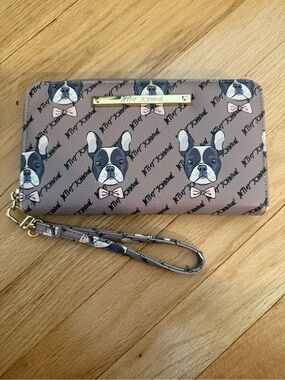 Betsey Johnson Mauve Pink French Bulldog Wristlet